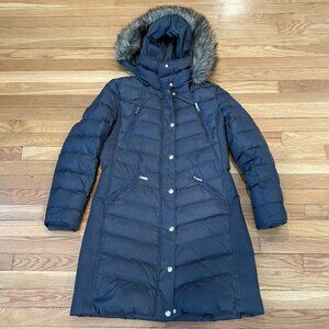 USED - Women's Size Medium Michael Kors Gray Faux Fur Hooded Puffer Coat